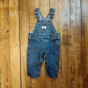 Oshkosh overalls 9 months heart embroidered cotton baby Valentines Day pink